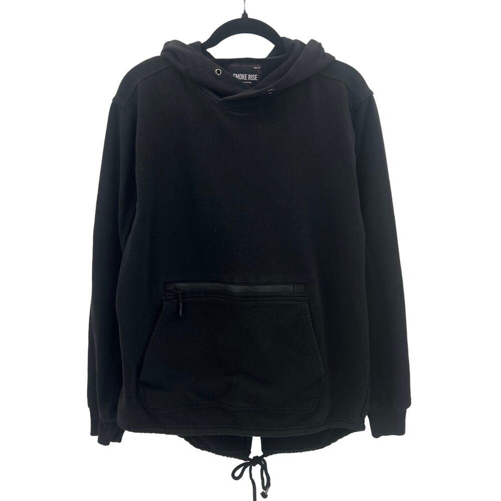 Smoke Rise Womens Black Hoodie Large Tie Back Front Dual Pocket